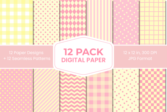 Download Yellow Pink Pastel Digital Paper Pack 12 - Paper Collection