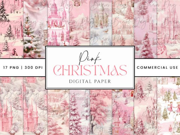 Download Pink Christmas Digital Paper Printable - Paper Collection