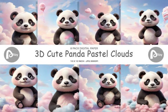 Download Digital Paper 3D Cute Panda Pastel - Paper Collection