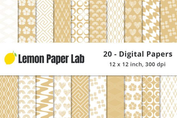 Download Brown and White Geometric Digital Paper - Brown Collection