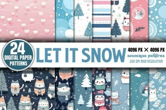 Download Let It Snow Digital Papers Bundle - Paper Collection
