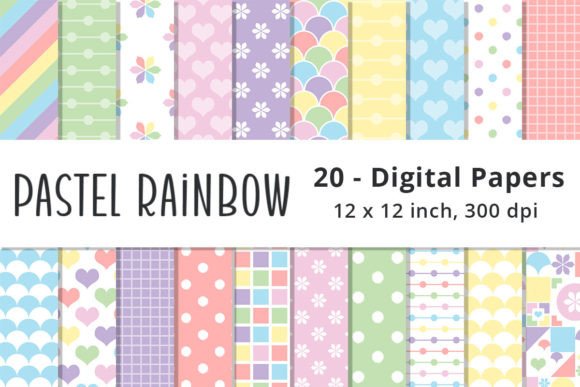 Download Rainbow Color Pastel Digital Paper Pack - Paper Collection