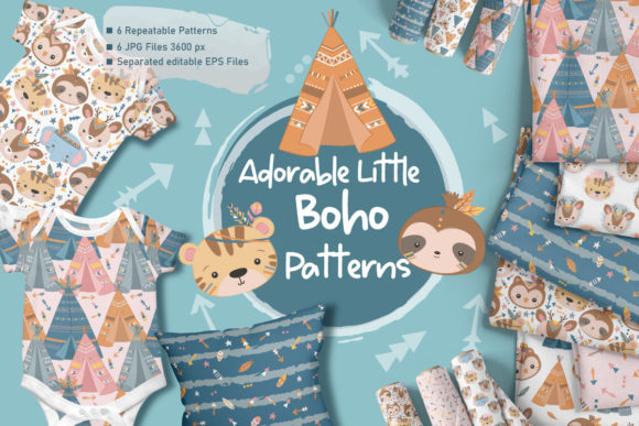 Download Adorable Little Boho Digital Paper Set - Paper Collection