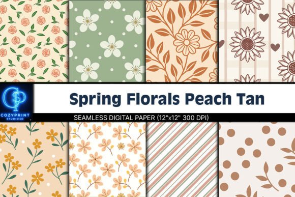 Download Spring Florals Peach Tan Digital Paper - Paper Collection