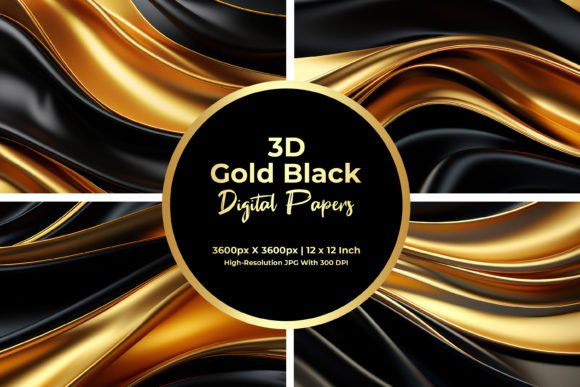 Download 3D Gold Black Digital Paper - Paper Collection