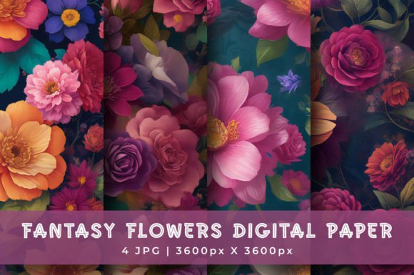 Download Fantasy Flowers Digital Paper Pattern - Paper Collection