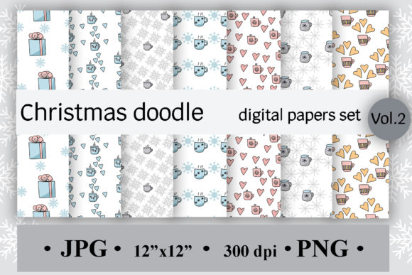 Download Christmas Doodle Digital Paper - Set of 7 - Premium Resources