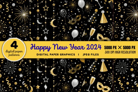 Download New Year Celebration Scrapbook Paper - Paper Collection