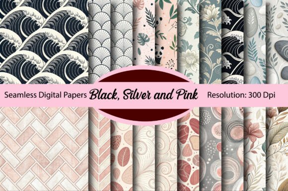 Download Black, Silver and Pink Digital Paper - Paper Collection