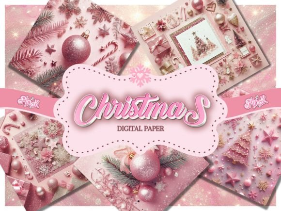 Download 31 Pink Christmas Digital Paper Bundle - Paper Collection