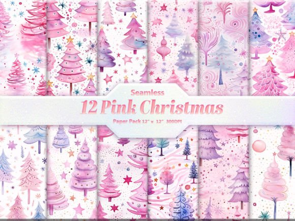 Download Pink Christmas Digital Paper Pack - Paper Collection