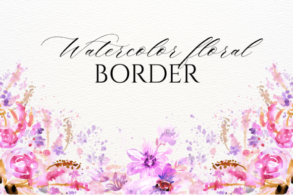 Download Watercolor Floral Border PNG - Floral border png Collection