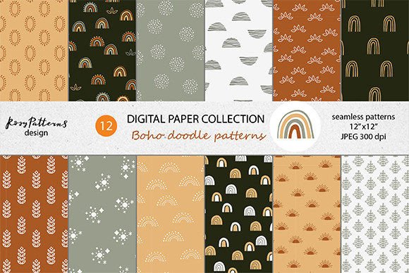 Download Boho Doodle Digital Paper Set - Premium Bundle