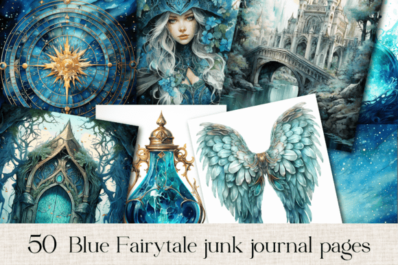 Download 50 Blue Fantasy Background Digital Paper - Paper Collection
