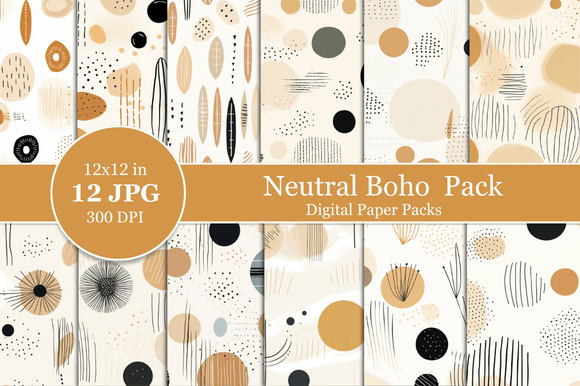 Download Neutral Boho Digital Paper Pack - Paper Collection