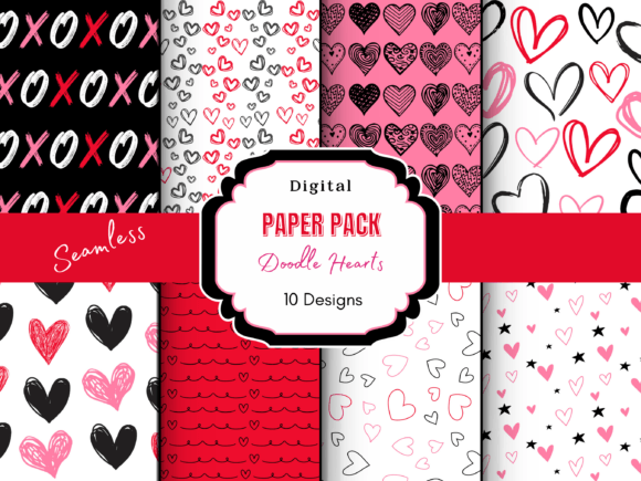 Download Valentine's Doodle Digital Paper Pack - Premium Resources