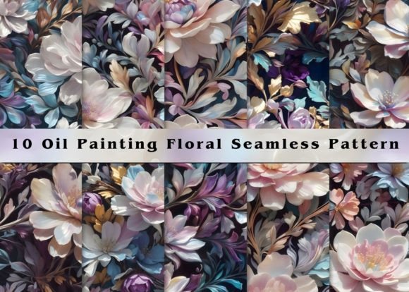 Download Fantasy Oil Paint Floral Digital Paper - Paper Collection