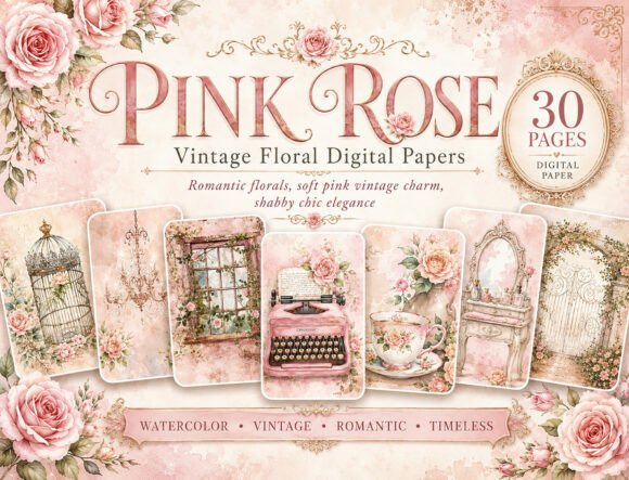 Download Vintage Birdcage Rose Journal Papers - Paper Collection