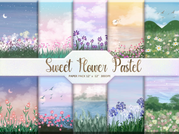 Download Sweet Flower Pastel Digital Paper Pack - Paper Collection