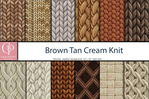 Download Brown Tan Cream Knit Digital Paper - Brown Collection