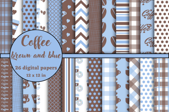 Download Coffee Brown and Blue Digital Papers - Brown Collection
