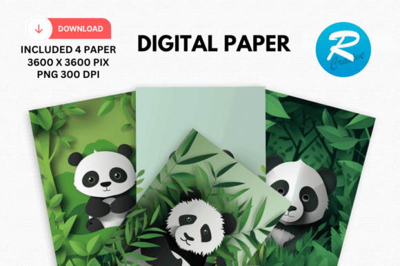 Download Watercolor Cute Panda Digital Paper - Paper Collection