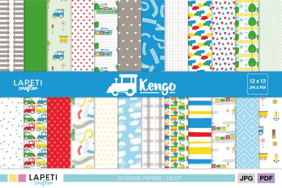 Download Colorful Train Digital Paper for Kids - Paper Collection