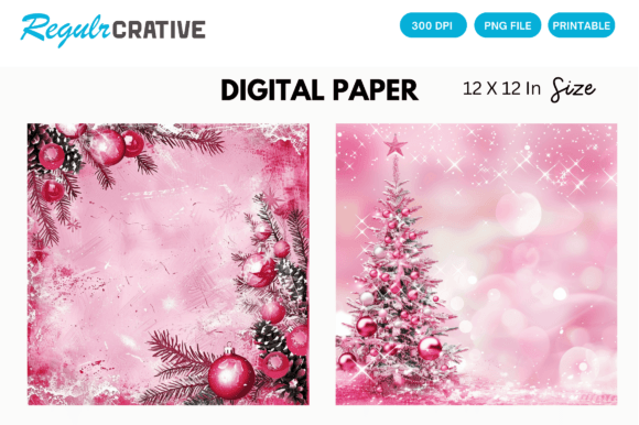 Download Printable Pink Christmas Digital Paper - Paper Collection