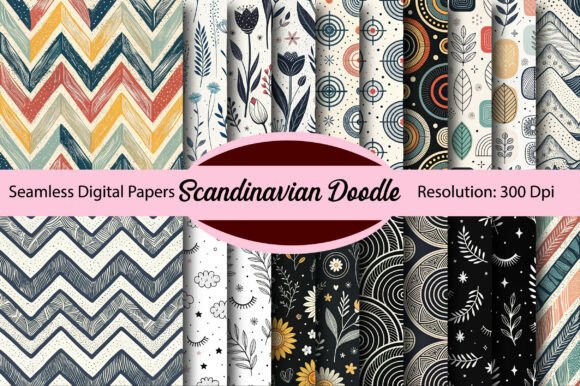 Download Scandinavian Doodle Digital Paper - Paper Collection