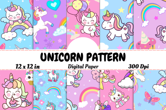 Download UNICORN SEAMLESS PATTERN - DIGITAL PAPER - Paper Collection
