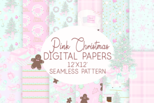 Download Pink Christmas Digital Paper Seamless Patterns - Paper Collection