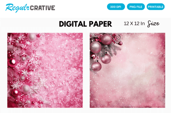 Download Printable Pink Christmas Digital Paper - Paper Collection