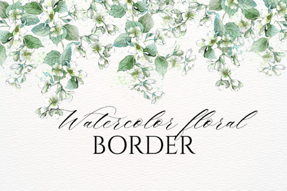 Download Watercolor Jasmine Floral Border PNG - Floral border png Collection
