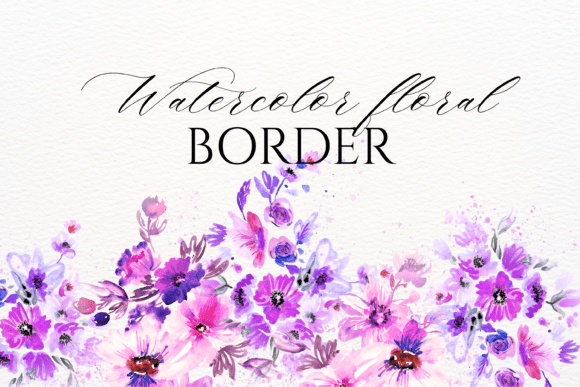 Download Watercolor Purple Floral Border PNG - Floral border png Collection