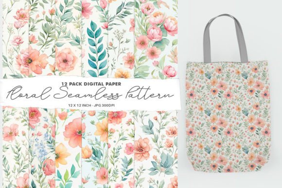 Download DIgital Paper Flower Watercolor Pattern - Paper Collection