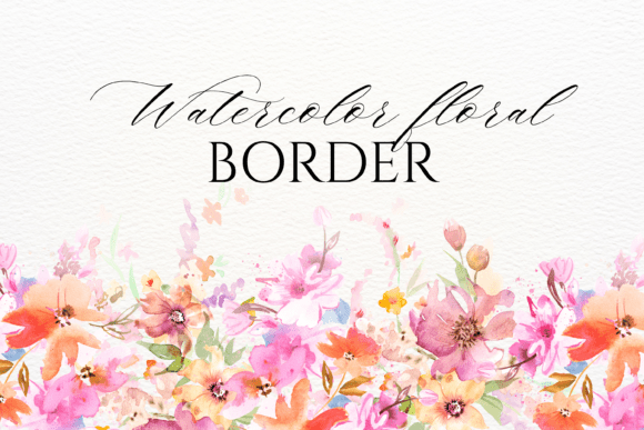 Download Watercolor Floral Border PNG - Floral border png Collection