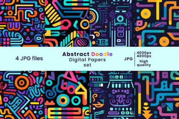 Download Abstract Doodle Digital Paper Set - Premium Resources