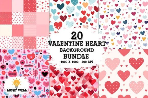Download Valentine Heart Background Digital Paper Bundle - Paper Collection
