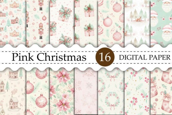 Download Pink Christmas Digital Paper - Paper Collection