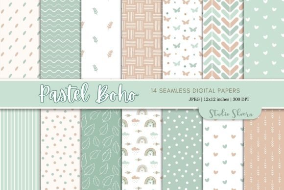 Download Pastel Boho Digital Paper Pack - Paper Collection