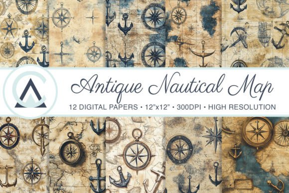 Download Antique Nautical Map Junk Journal Papers - Paper Collection
