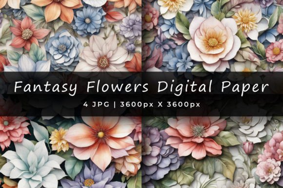 Download Fantasy Flowers Digital Paper Collection - Paper Collection