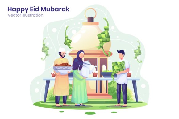 Download Happy Eid Mubarak Flat Illustration - Eid mubarak Collection