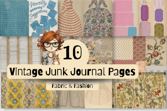 Download 10 Vintage Fabric Junk Journal Papers - Paper Collection