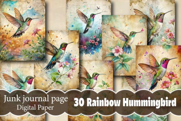 Download Rainbow Hummingbird Junk Journal Papers - Paper Collection