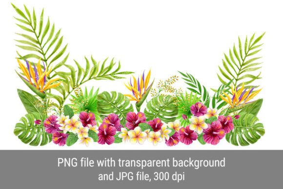 Download Watercolor Tropical Floral Border PNG - Floral border png Collection