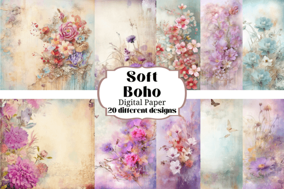 Download Soft Boho Chic Pastel Digital Paper - Paper Collection