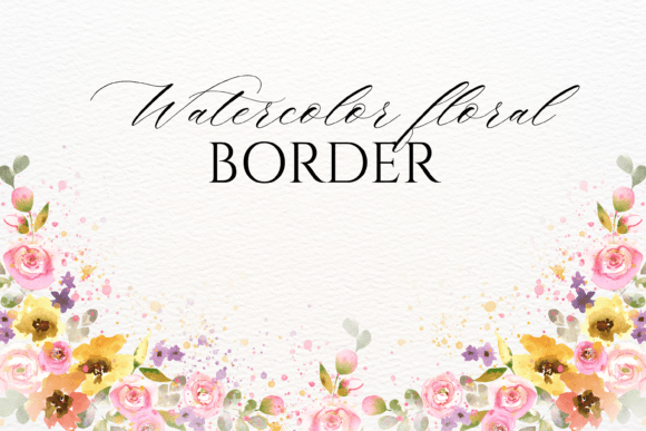 Download Watercolor Floral Border PNG - Floral border png Collection