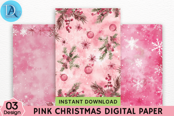 Download Pink Christmas Digital Paper - Paper Collection
