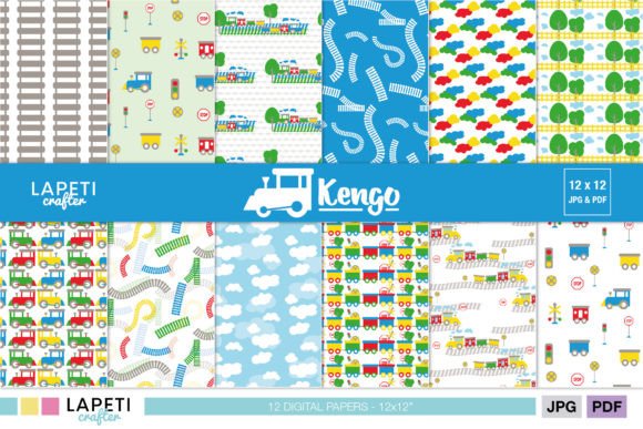 Download Train Digital Paper Pack for Kids - Paper Collection